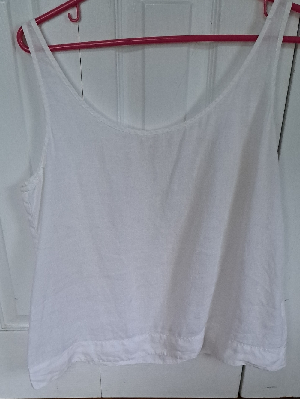 Eileen Fisher White Scoop-Neck Linen Camisole